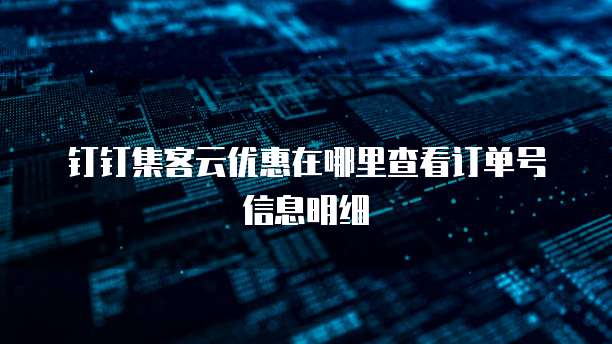 钉钉集客云优惠在哪里查看订单号信息明细