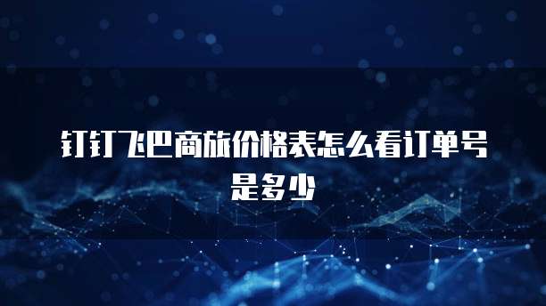 钉钉飞巴商旅价格表怎么看订单号是多少