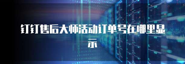 钉钉售后大师活动订单号在哪里显示