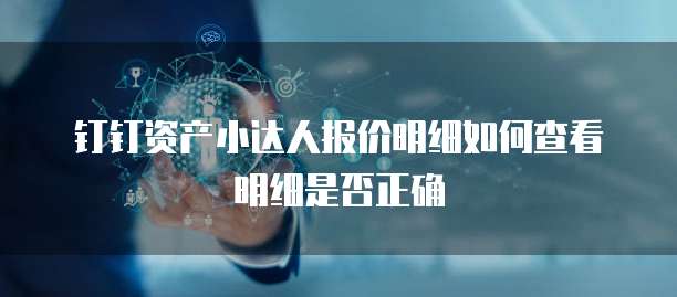钉钉资产小达人报价明细如何查看明细是否正确