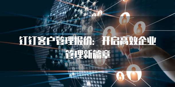 钉钉客户管理报价：开启高效企业管理新篇章