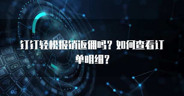 钉钉轻松报销返佣吗?如何查看订单明细?