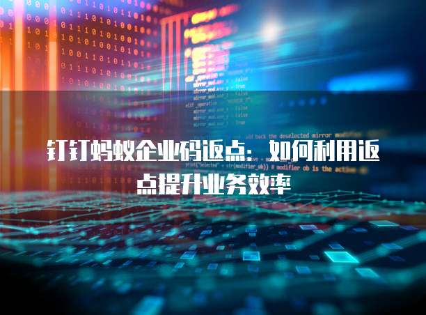 钉钉蚂蚁企业码返点:如何利用返点提升业务效率