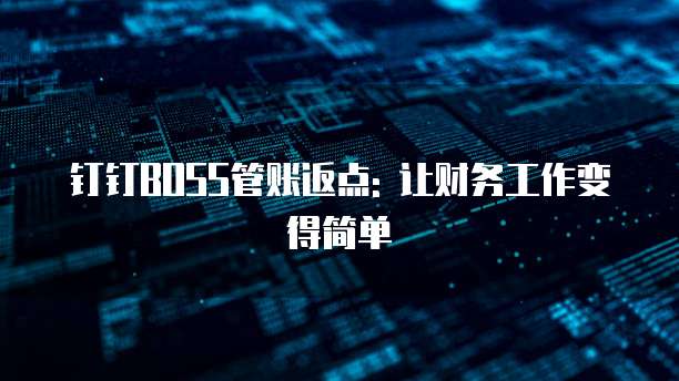 钉钉BOSS管账返点: 让财务工作变得简单