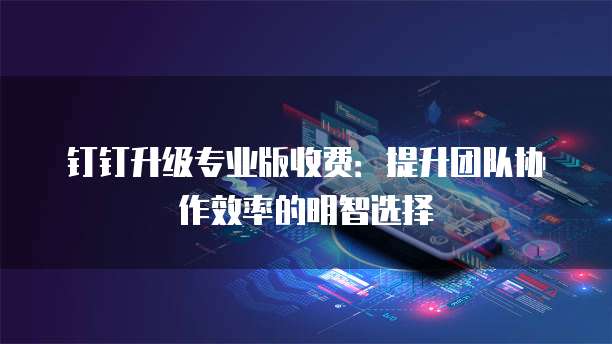 钉钉升级专业版收费:提升团队协作效率的明智选择