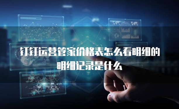 钉钉运营管家价格表怎么看明细的明细记录是什么