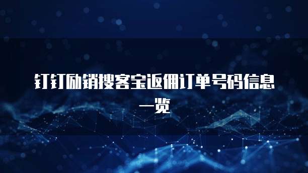 钉钉励销搜客宝返佣订单号码信息一览