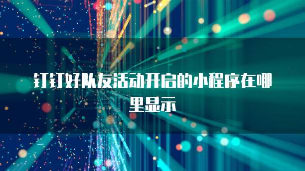 钉钉好队友活动开启的小程序在哪里显示