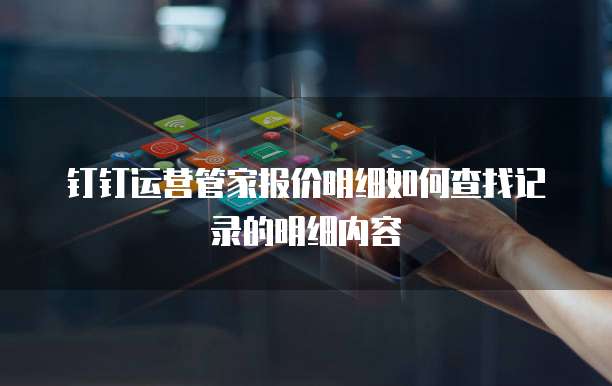 钉钉运营管家报价明细如何查找记录的明细内容