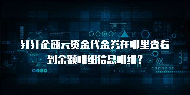 钉钉企速云资金代金券在哪里查看到余额明细信息明细?