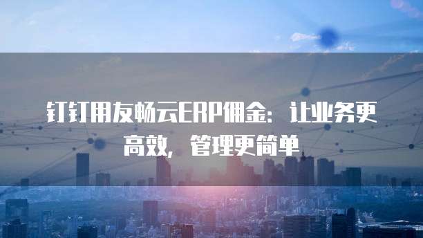 钉钉用友畅云ERP佣金:让业务更高效,管理更简单
