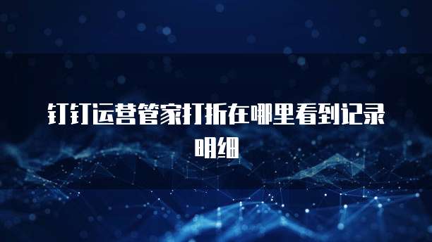 钉钉运营管家打折在哪里看到记录明细