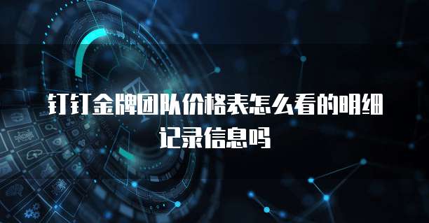 钉钉金牌团队价格表怎么看的明细记录信息吗