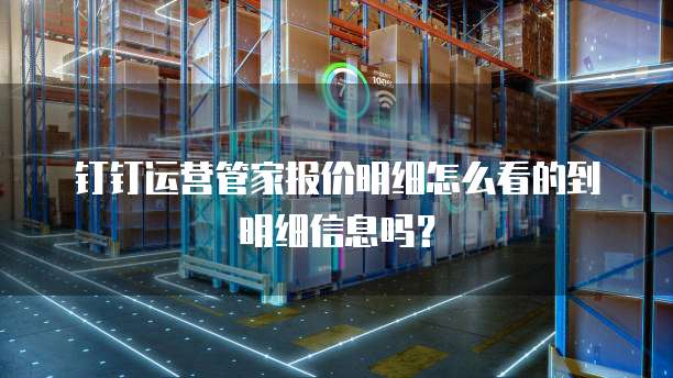 钉钉运营管家报价明细怎么看的到明细信息吗?