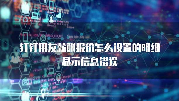 钉钉用友薪酬报价怎么设置的明细显示信息错误