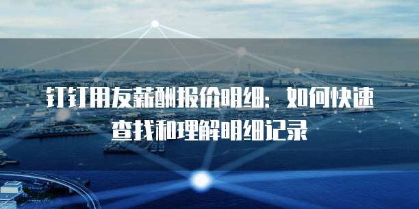 钉钉用友薪酬报价明细:如何快速查找和理解明细记录