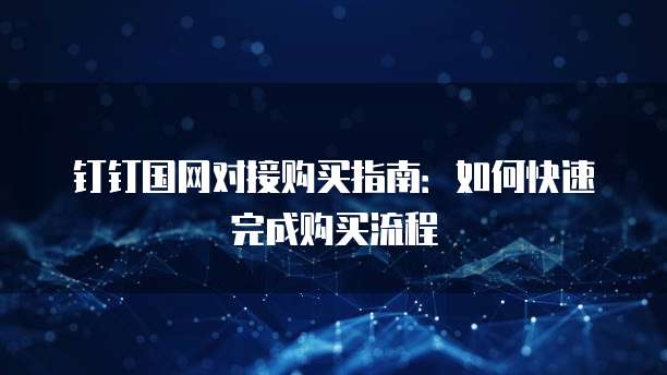 钉钉国网对接购买指南:如何快速完成购买流程