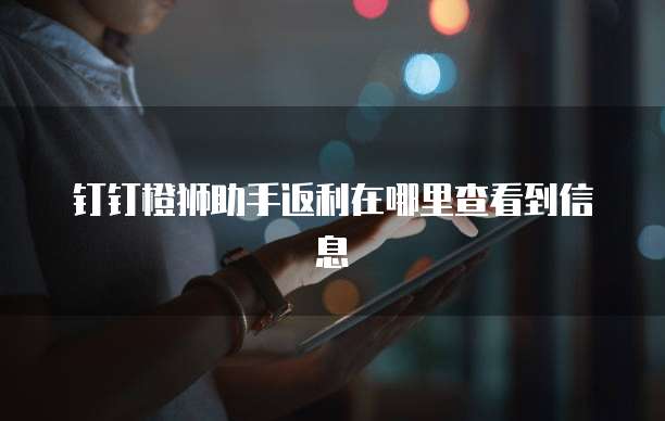 钉钉橙狮助手返利在哪里查看到信息
