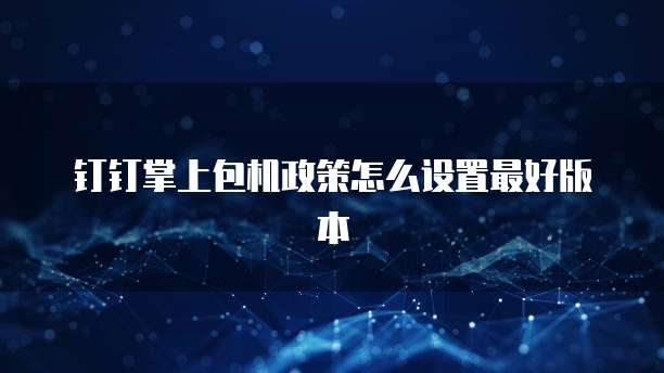 钉钉掌上包机政策怎么设置最好版本