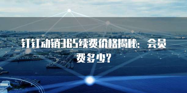 钉钉动销365续费价格揭秘:会员费多少?