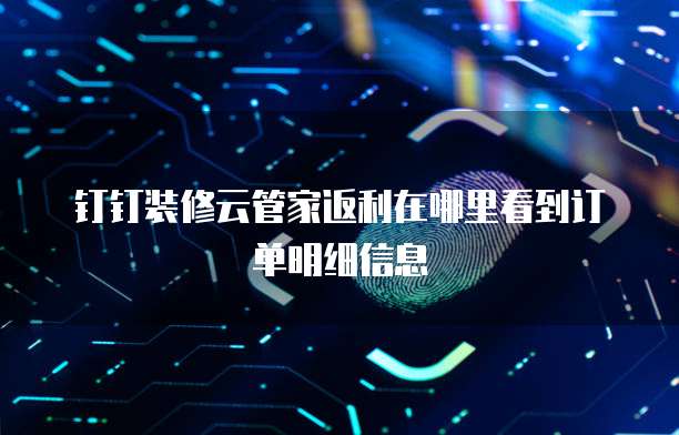 钉钉装修云管家返利在哪里看到订单明细信息