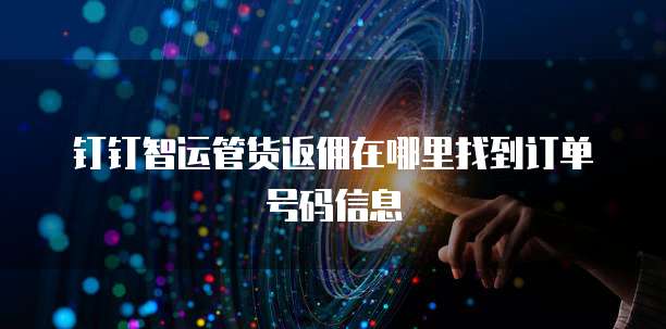钉钉智运管货返佣在哪里找到订单号码信息