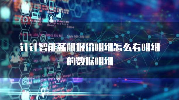 钉钉智能薪酬报价明细怎么看明细的数据明细