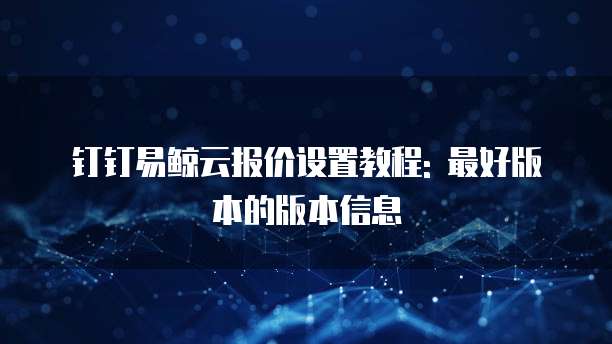 钉钉易鲸云报价设置教程: 最好版本的版本信息