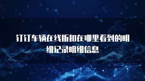 钉钉车辆在线折扣在哪里看到的明细记录明细信息