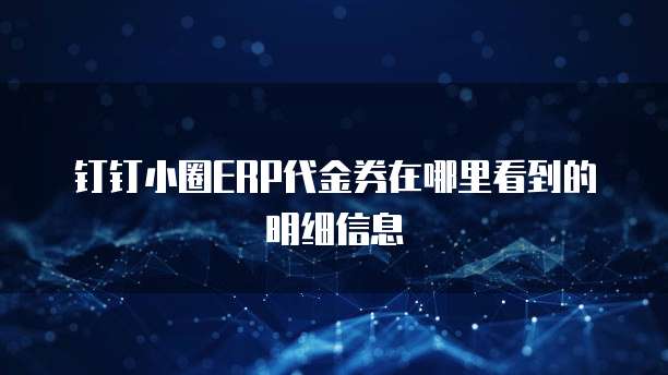 钉钉小圈ERP代金券在哪里看到的明细信息