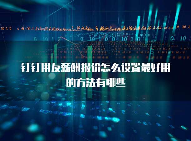 钉钉用友薪酬报价怎么设置最好用的方法有哪些