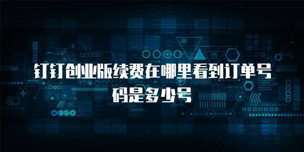 钉钉创业版续费在哪里看到订单号码是多少号