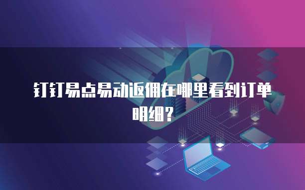 钉钉易点易动返佣在哪里看到订单明细?