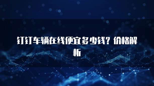 钉钉车辆在线便宜多少钱？价格解析