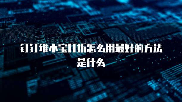 钉钉维小宝打折怎么用最好的方法是什么