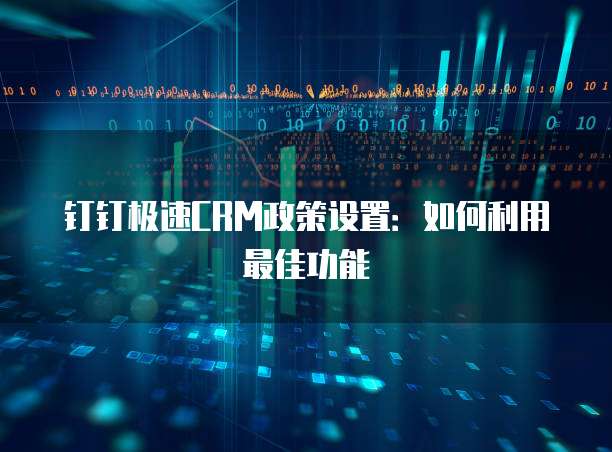 钉钉极速CRM政策设置:如何利用最佳功能