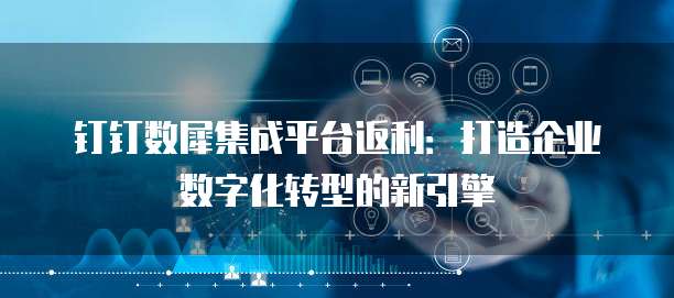 钉钉数犀集成平台返利:打造企业数字化转型的新引擎
