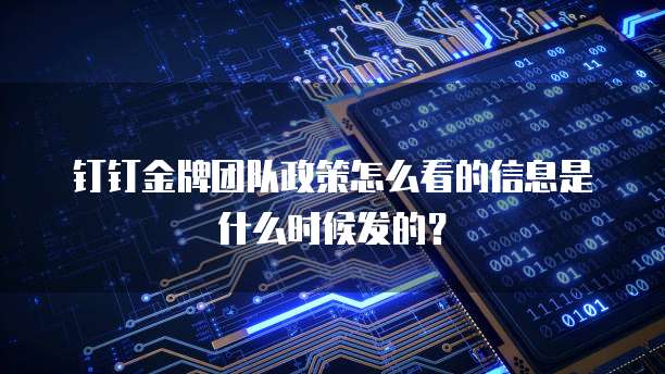 钉钉金牌团队政策怎么看的信息是什么时候发的?