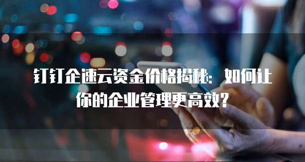 钉钉企速云资金价格揭秘:如何让你的企业管理更高效?