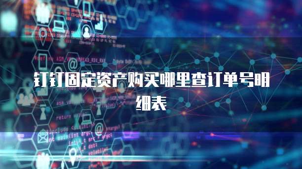 钉钉固定资产购买哪里查订单号明细表