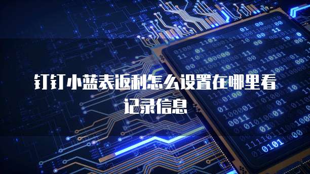 钉钉小蓝表返利怎么设置在哪里看记录信息