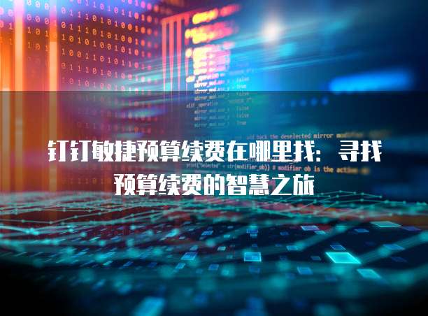 钉钉敏捷预算续费在哪里找:寻找预算续费的智慧之旅