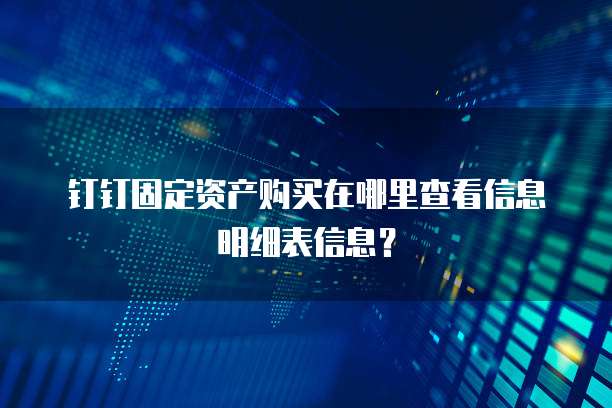 钉钉固定资产购买在哪里查看信息明细表信息?