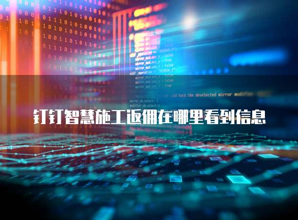 钉钉智慧施工返佣在哪里看到信息
