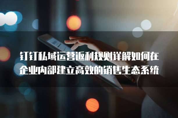 钉钉私域运营返利规则详解如何在企业内部建立高效的销售生态系统