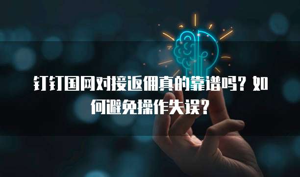 钉钉国网对接返佣真的靠谱吗?如何避免操作失误?