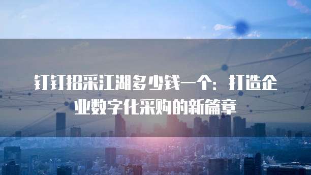 钉钉招采江湖多少钱一个:打造企业数字化采购的新篇章