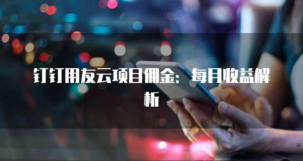钉钉用友云项目佣金:每月收益解析