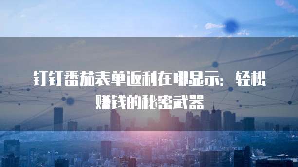 钉钉番茄表单返利在哪显示:轻松赚钱的秘密武器