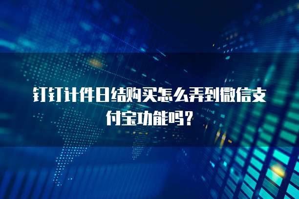 钉钉计件日结购买怎么弄到微信支付宝功能吗?